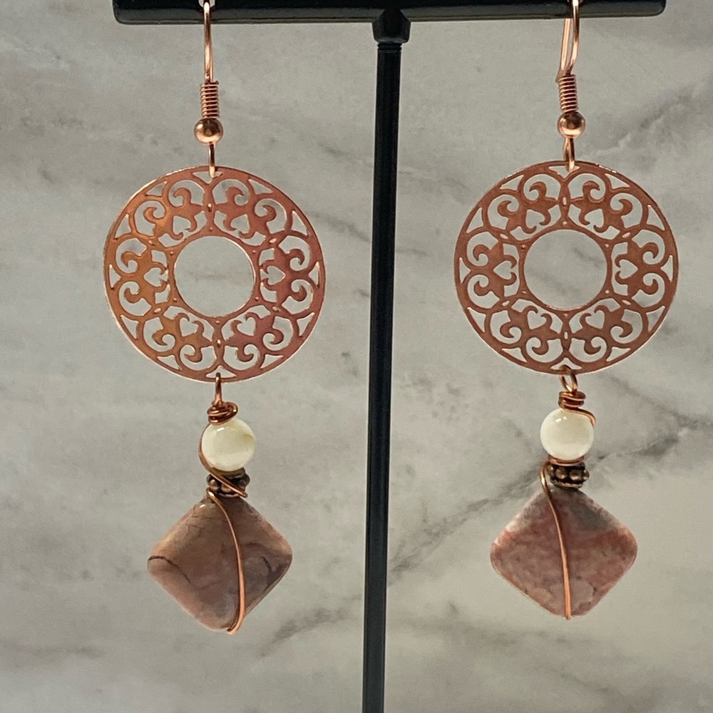 Rhodonite gemstone earrings